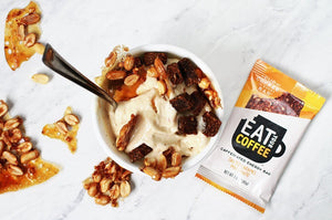 Recipe: Vegan Banana Nice Cream with Caffeinated Coffee Bites and Maple Peanut Brittle - Eat Your Coffee
