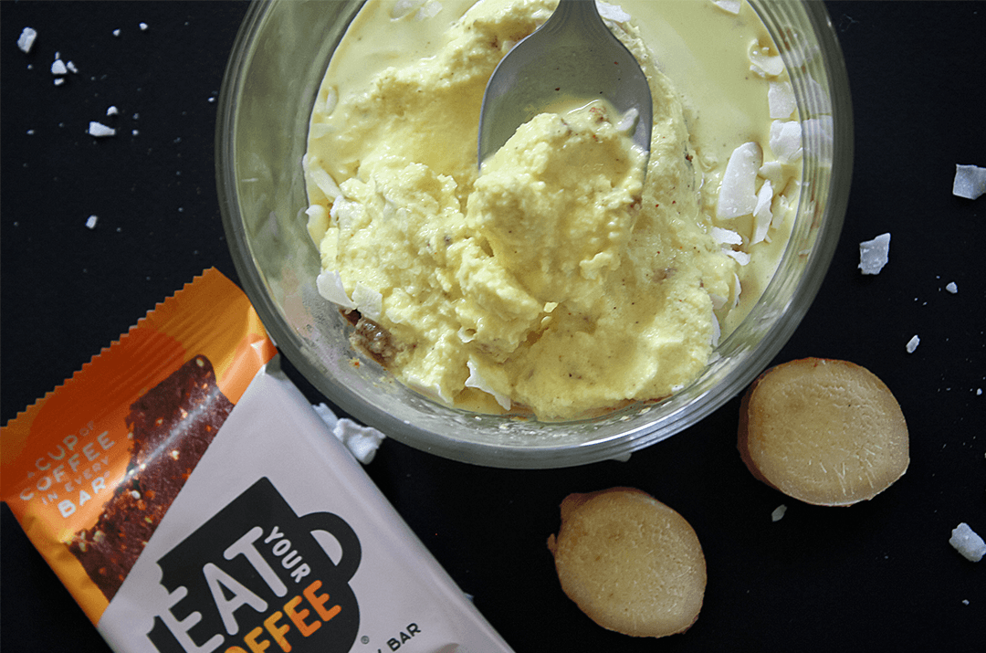 Recipe Vegan Ginger Ice Cream with Salted Caramel Macchiato Bites